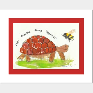 Colourful Tortoise,"Let's Bumble along Together!" Posters and Art